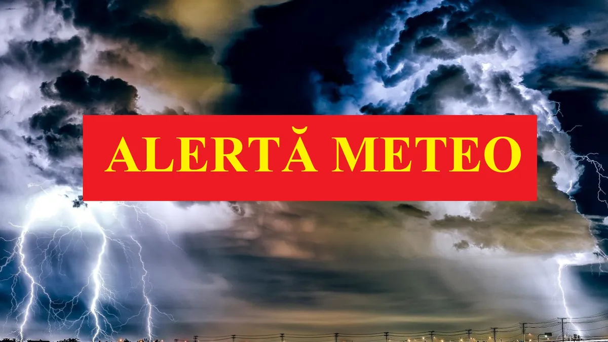 ALERTĂ METEO de nivel 3. Vijelii extreme, cu rafale de până la 100 km/h și grindină de mari dimensiuni. Iată zonele afectate