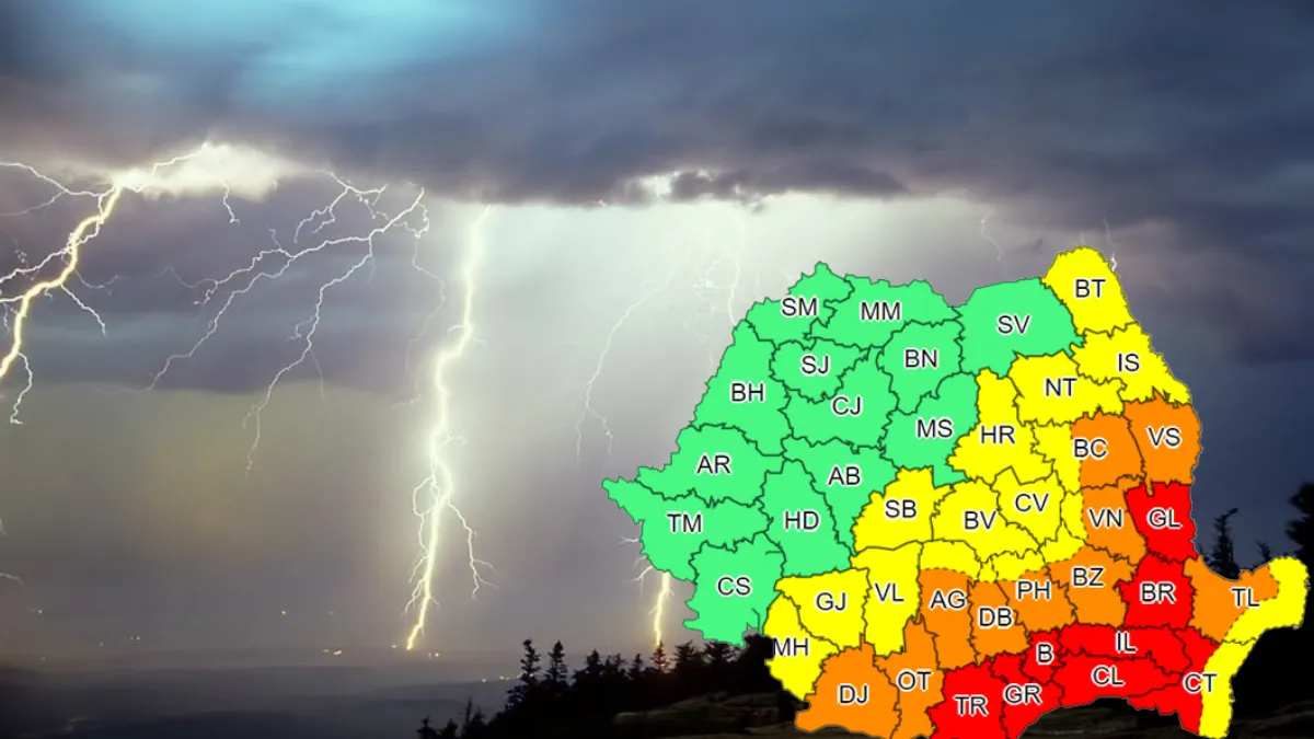 România, lovită de furtuni puternice! Meteorologii au emis avertizări cod roșu și cod portocaliu
