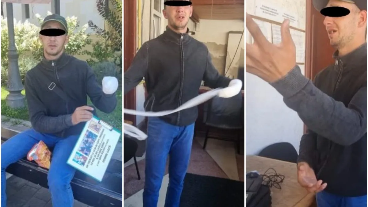 Cerșetor cu telefon de ultimă generație, prins la Alba Iulia. Ce au descoperit polițiștii când i-au îndepărtat bandajul de la mână