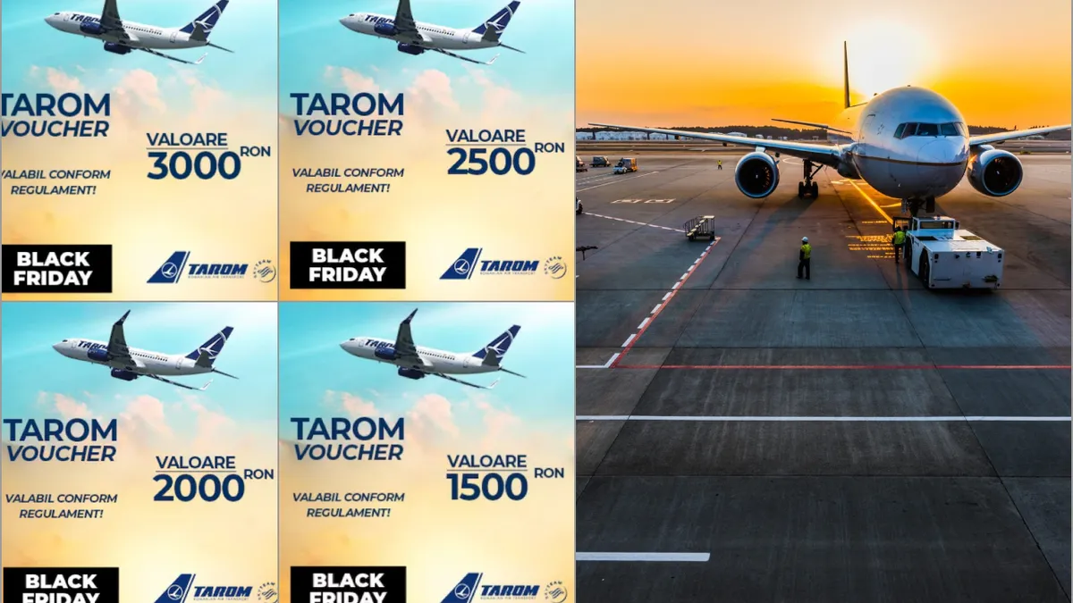 Vouchere la TAROM de Black Friday 2023. Românii au șansa să achiziționeze bilete pe rute interne sau externe la prețuri extrem de mici