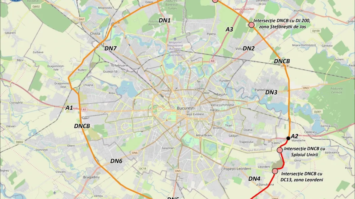 Autostrada București Sud: se desfășoară lucrări la nodul rutier de la intersecția cu A1 București - Pitești! Circulația este închisă pentru bretelele de acces din și în DJ 602!