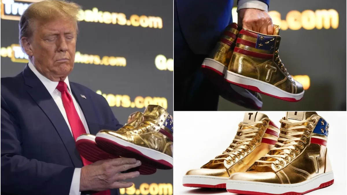 Donald Trump și-a lansat propria linie de încălțăminte sport! Cât costă adidașii aurii