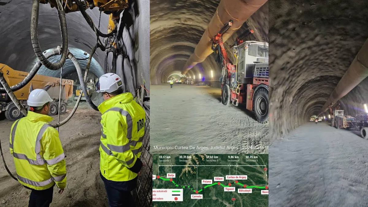 Construcția primului tunel de autostradă din România a ajuns la jumătate. Se lucrează 24 din 24 la Daniela și Alina