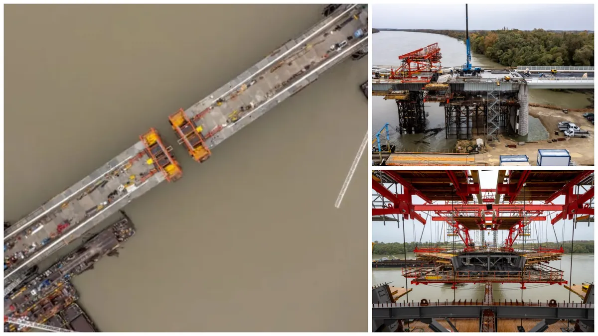Lucrările la cel mai mare pod de peste Dunăre din Ungaria, într-un stadiu foarte avansat! Ambele ramuri ale podului sunt aproape de închidere