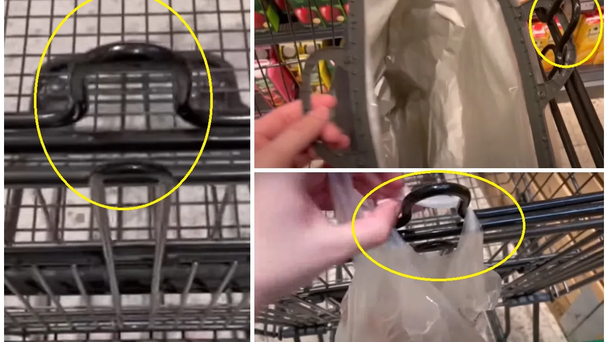 La ce folosește cârligul de lângă mânerul căruciorului de cumpărături