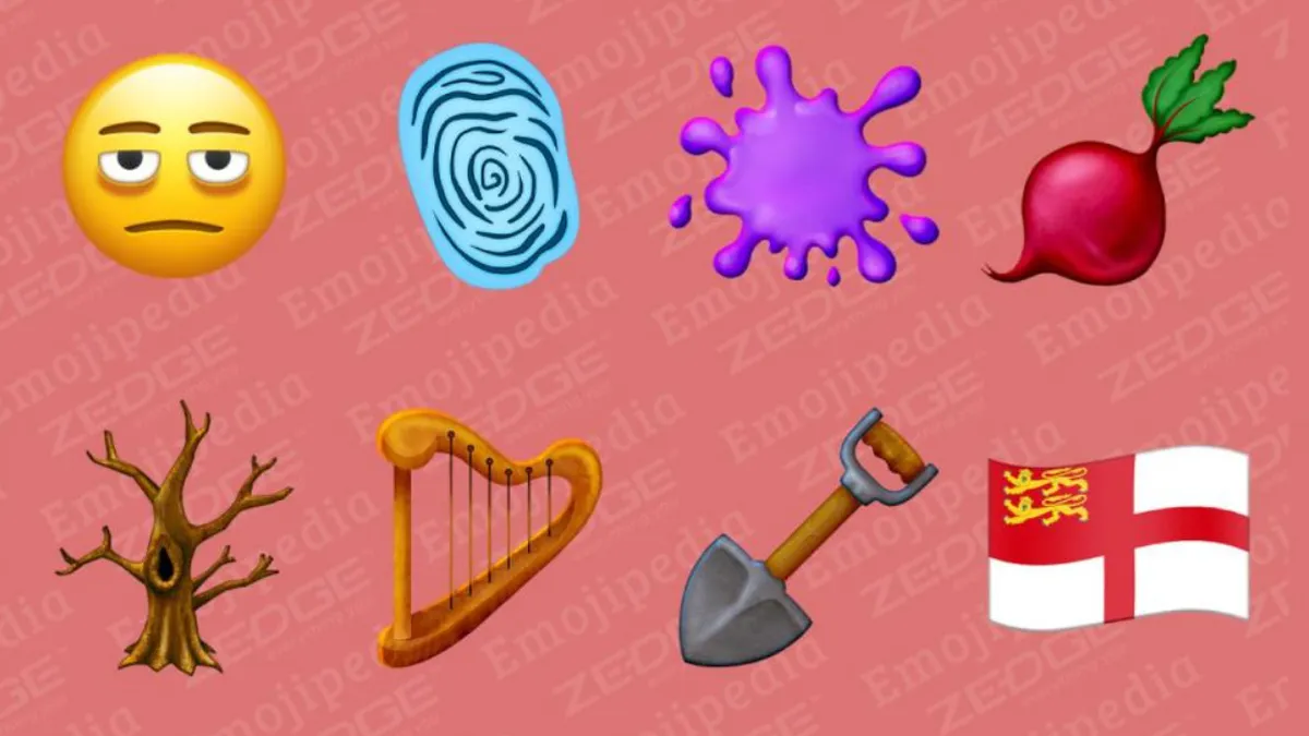 Opt emoji-uri urmează să apară în 2024-2025. Cel mai popular este fața epuizată cu cearcăne sub ochi