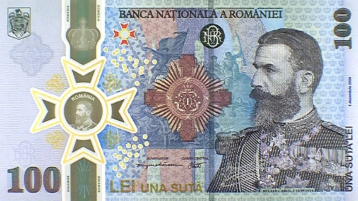 BNR lansează, la 1 decembrie, o bancnotă aniversară de 100 de lei cu regele Carol I