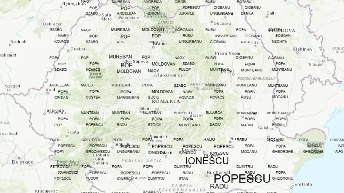 Harta numelor din România. De unde provin Popescu, Ionescu, Petrescu, Popa și celelalte nume
