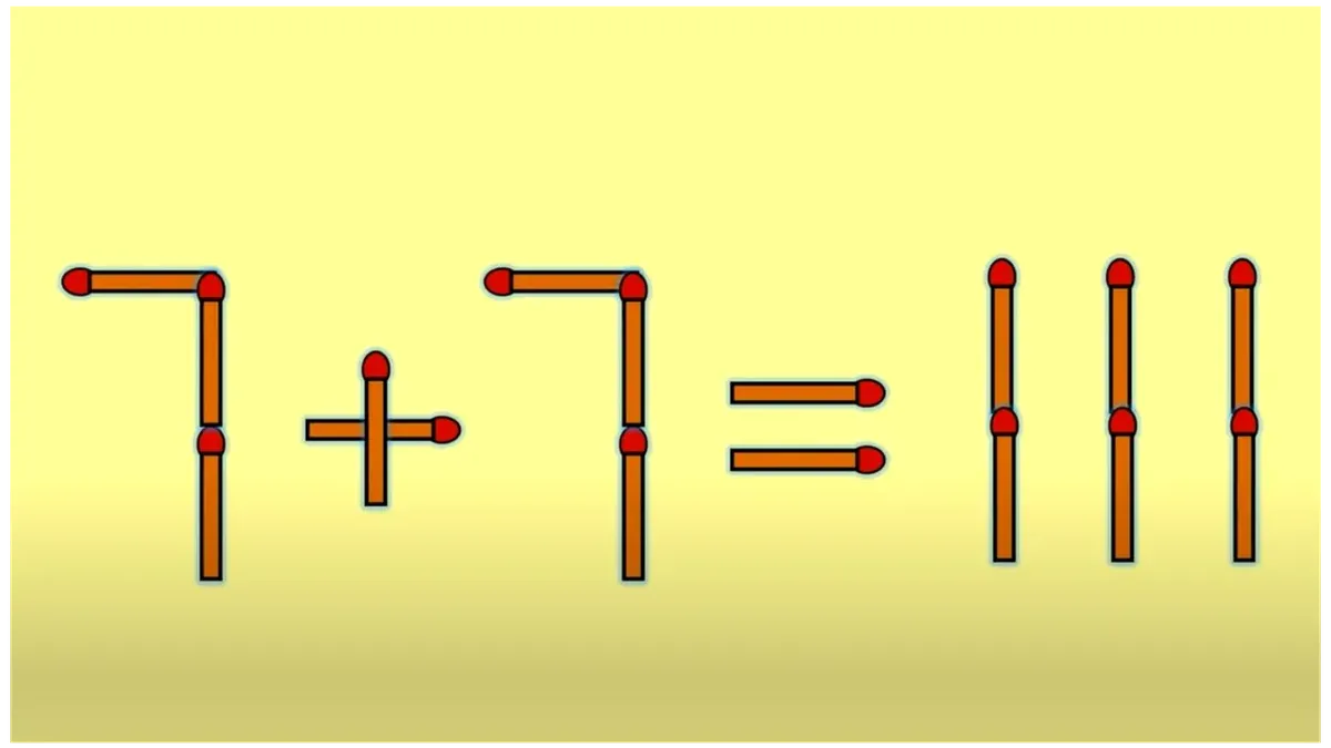 Test IQ pentru genii. Mută un singur băț de chibrit pentru a corecta ecuația 7+ 7 = 111