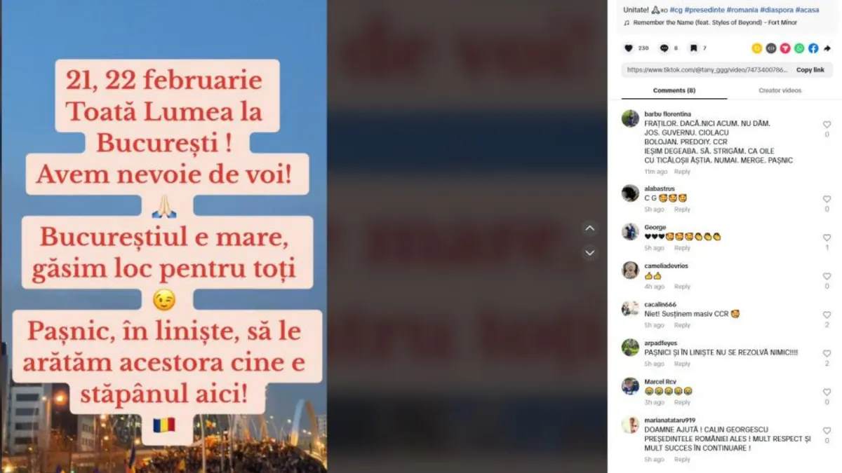 Instigări la violență pe TikTok. Susținătorii lui Călin Georgescu provoacă haos înaintea protestului de sâmbătă!