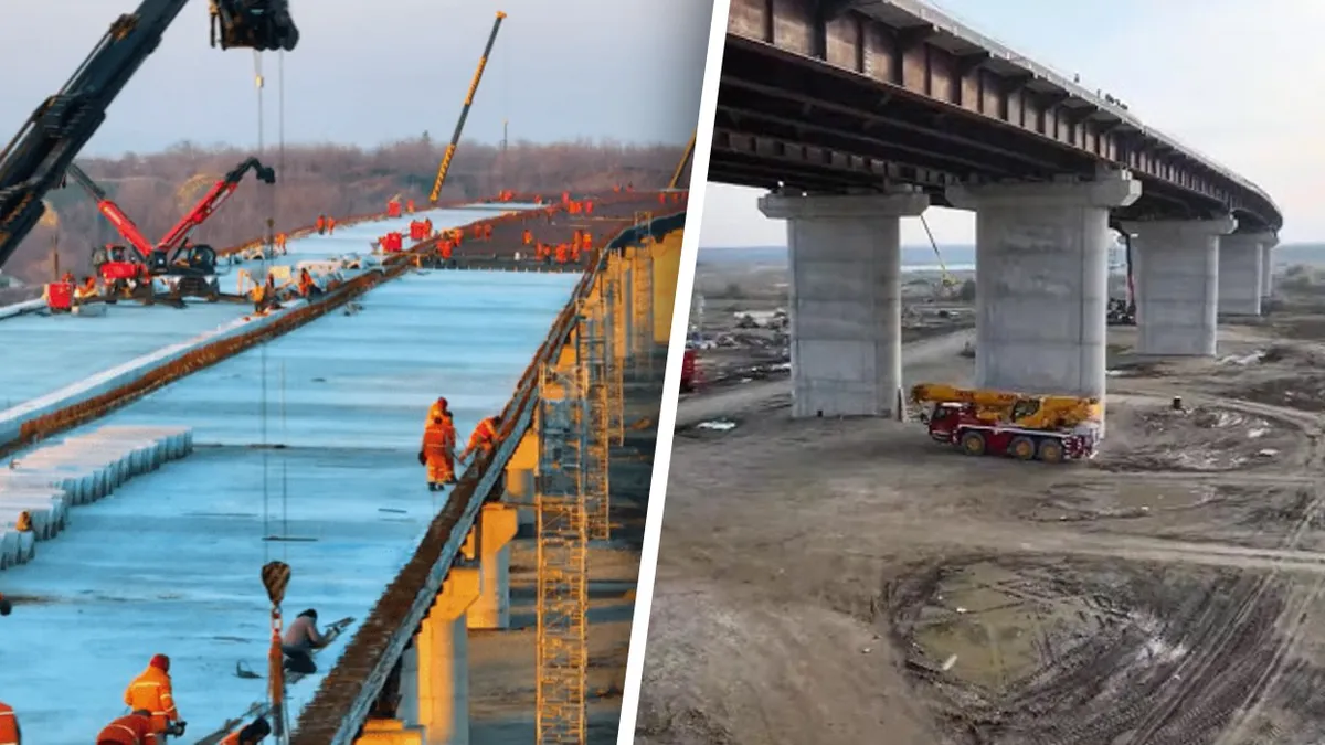 Podul impresionant construit pe Autostrada Moldovei A7. Noul lot ar urma să fie dat în circulație până la finalul anului 2025