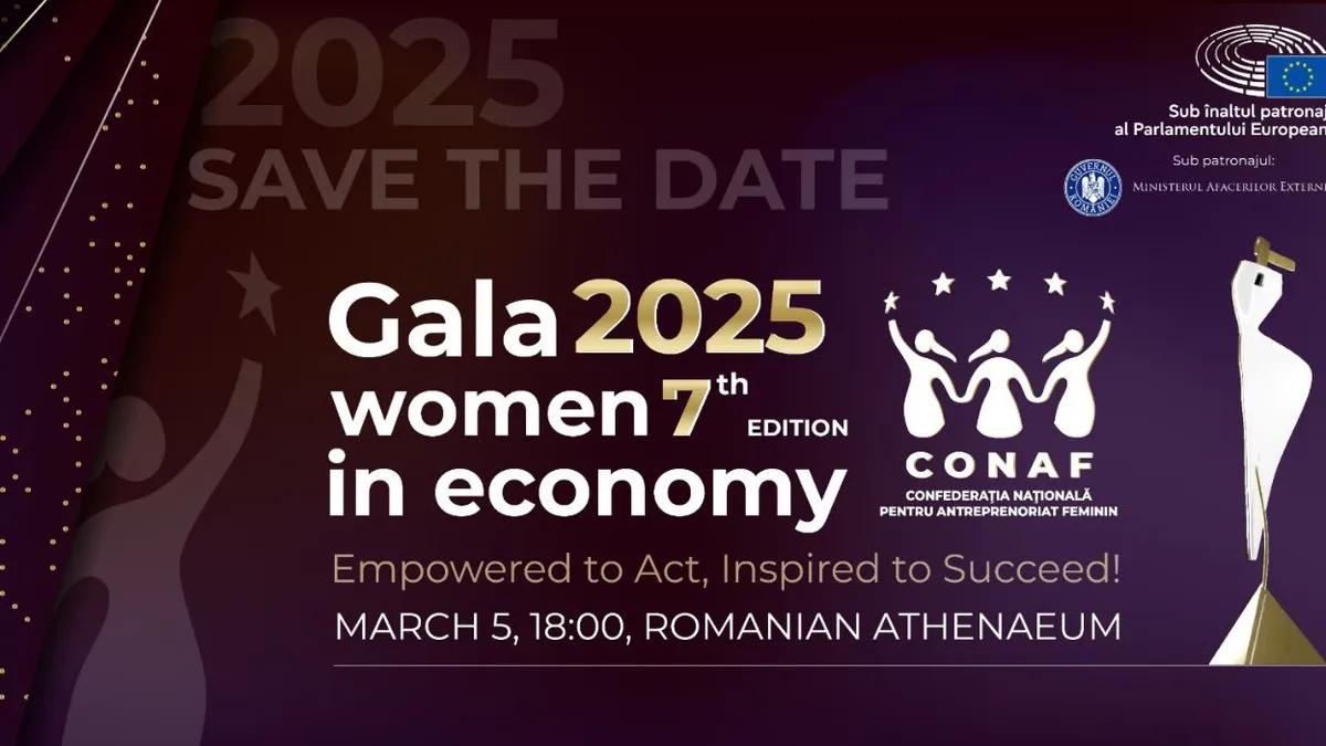 Gala CONAF Women in Economy 2025 - singura inițiativă din România care primește Înaltul Patronaj al Parlamentului European, pentru al doilea an consecutiv