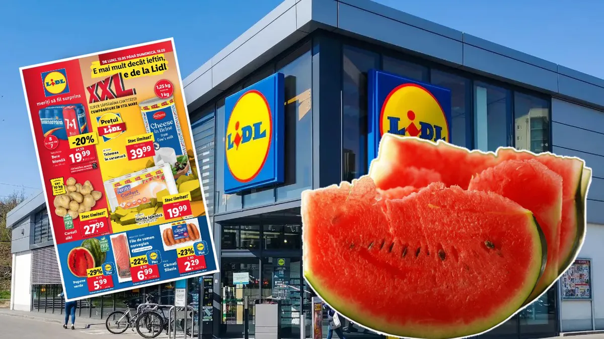 Oferte de neratat la Lidl, începând de luni, 12 mai, timp de o săptămână. Produse alimentare esențiale, reduse cu până la 36% .Pepenele roșu, mai ieftin decât în piață