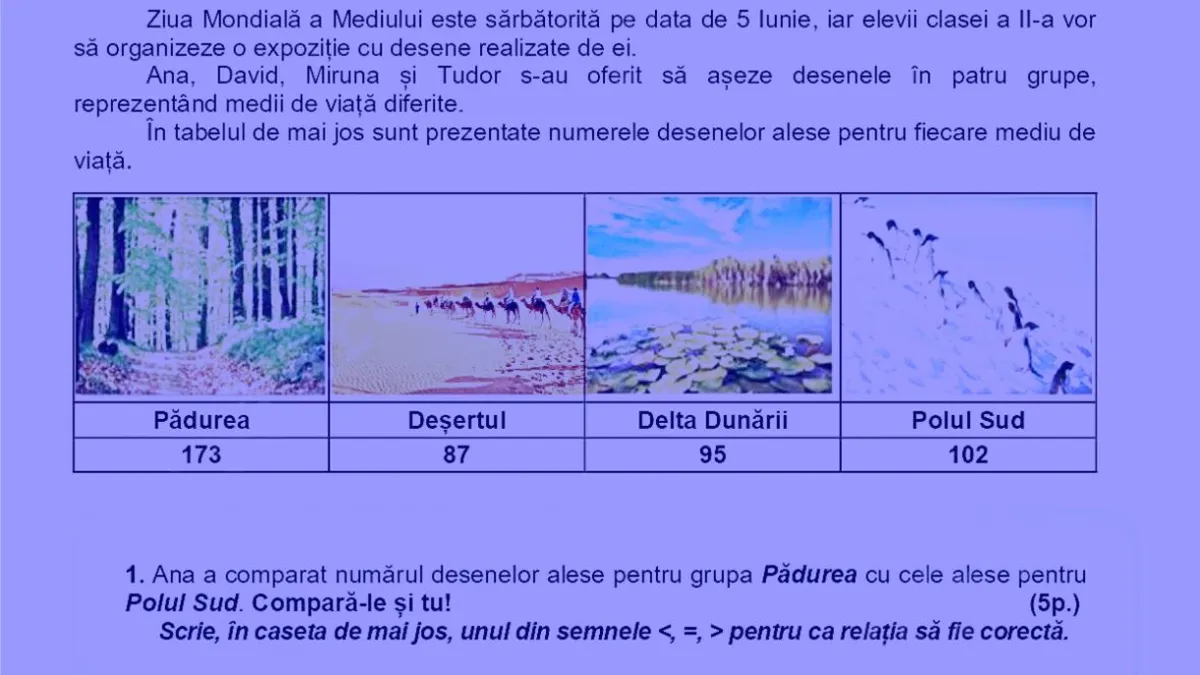 Subiecte matematică la Evaluarea naţională la clasa a II-a