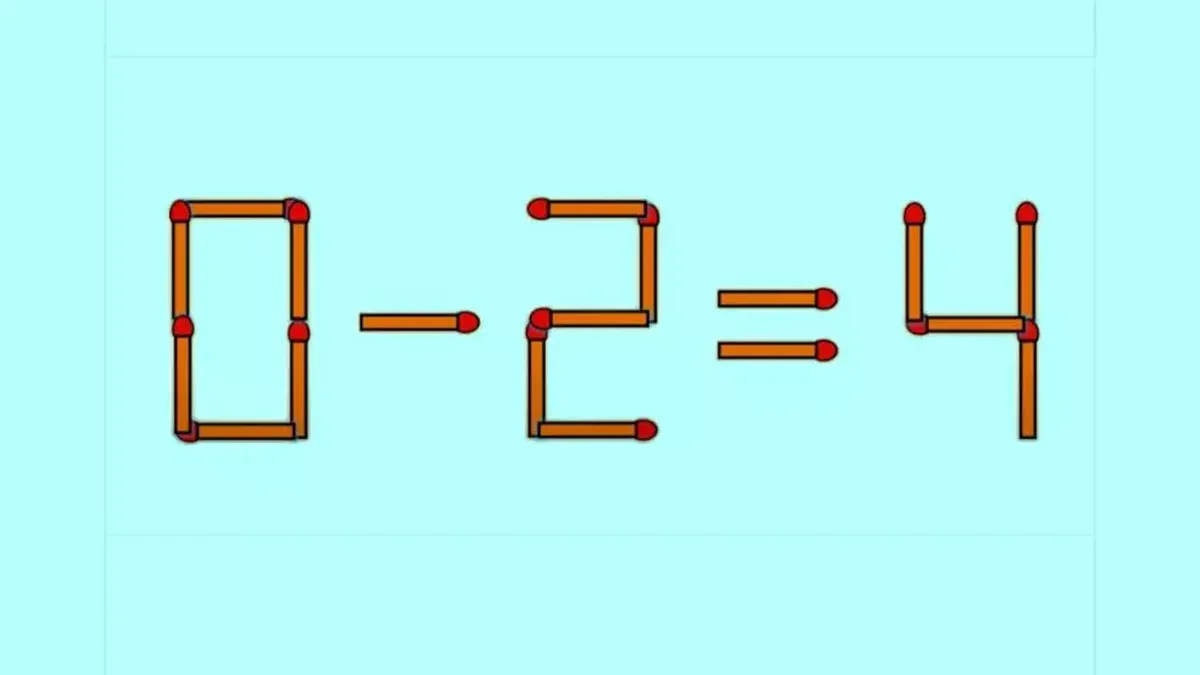 Test IQ pentru genii. Mută un singur băț de chibrit pentru a corecta  0 - 2 = 4. Doar românii deștepți reușesc