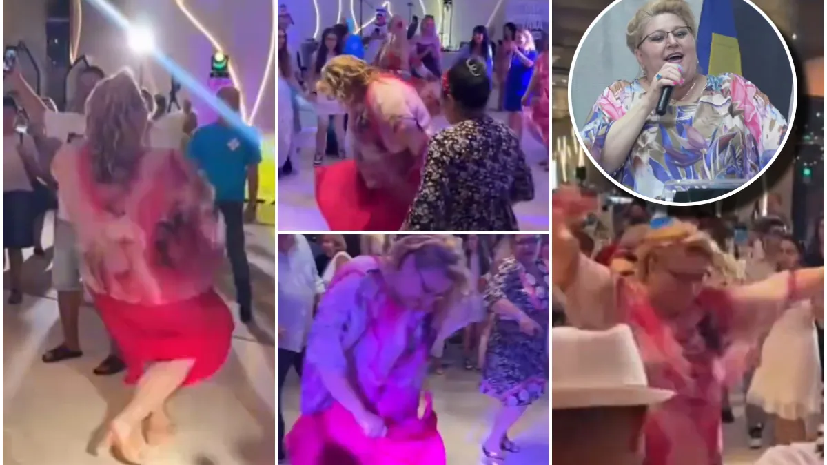 Diana Șoșoacă, dezlănțuită pe ringul de dans la Școala de vară a partidului SOS România. Șefa formațiunii a făcut deliciul celor prezenți