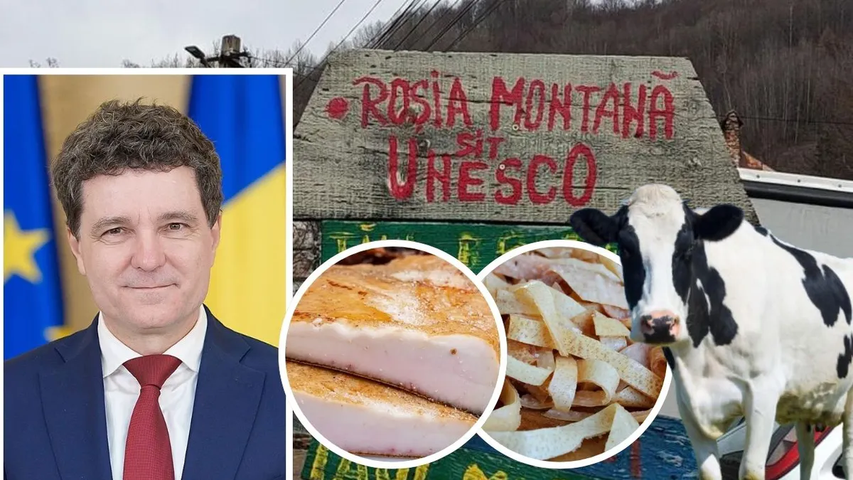 Nicușor Dan în vizită la Roșia Montană. Localnicii l-au primit cu slănină, șorici și „lapte muls direct de la vacă”