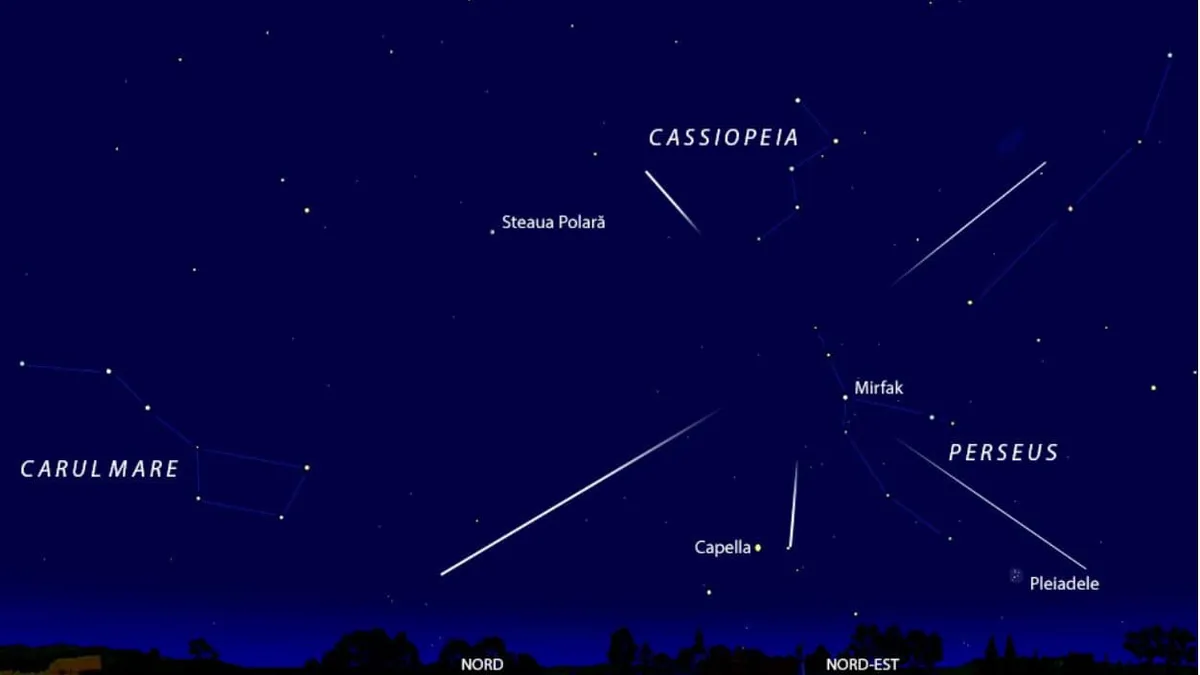 Perseide 2025. Fenomenul astronomic atinge apogeul în această noapte. Din ce zone se pot observa