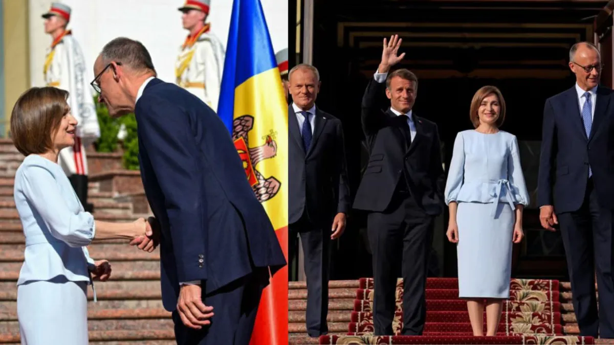 Macron, Merz și Tusk au ajuns în Republica Moldova