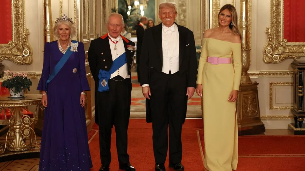 Banchet regal la Windsor. Trump în centrul atenției, Kate în rochie aurie și mesajul discret din culorile primei doamne
