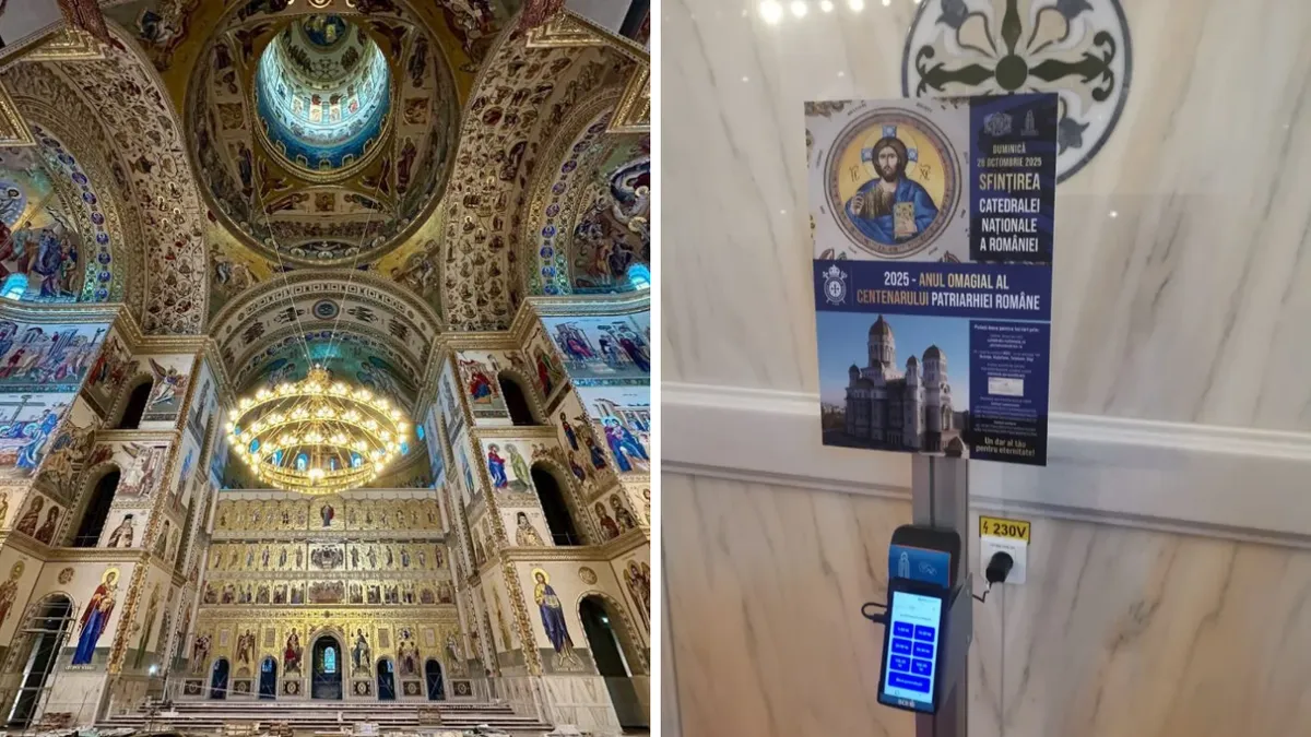 Cutia milei, în varianta modernă. POS-uri a fost instalate în Catedrala Națională, inclusiv în altar