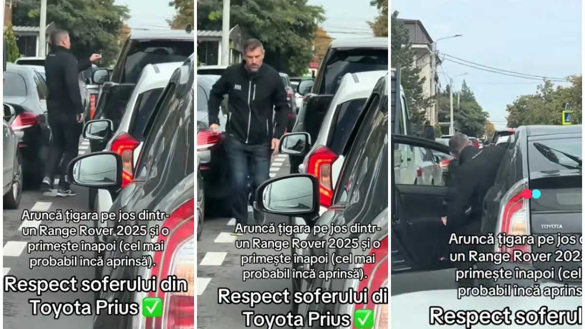 Lecție de civilizație în traficul din București! Un conducător auto l-a scăpat pe șoferul unui Range Rover de o amendă de 2.000 de lei. VIDEO