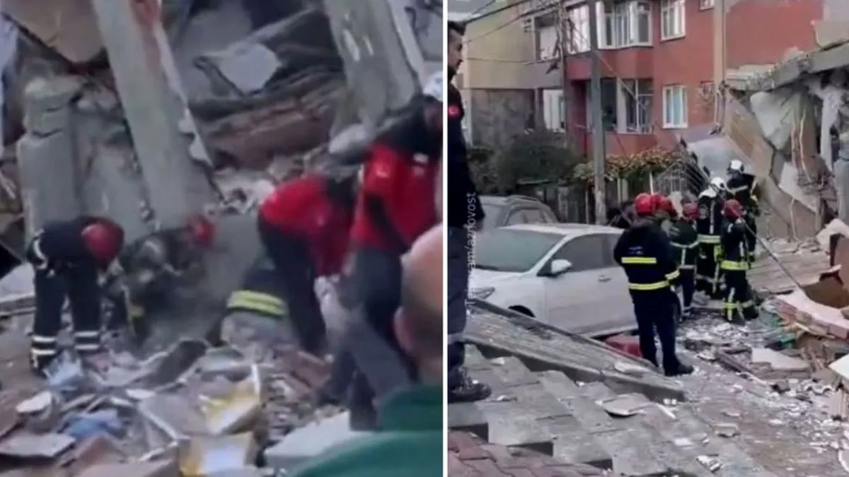 Clădire cu șase etaje, prăbușită la Istanbul. Două familii date dispărute, operațiunile de salvare continuă