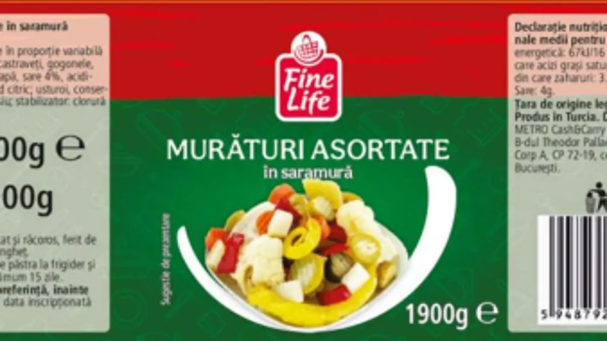 Alertă ANSVSA: Murături retrase din magazinele Metro din cauza prezenței unor alergeni