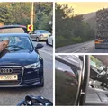 Un buștean a căzut dintr-un TIR și s-a înfipt în parbrizul unui Audi cu numere de Austria, la Brașov. În autoturism se aflau patru români veniți în vacanță