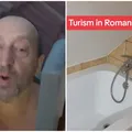 VIDEO: Nu e glumă! A făcut duș la o cazare din Brașov cu capul ieșit prin acoperiș: „Ce cazare faină!”