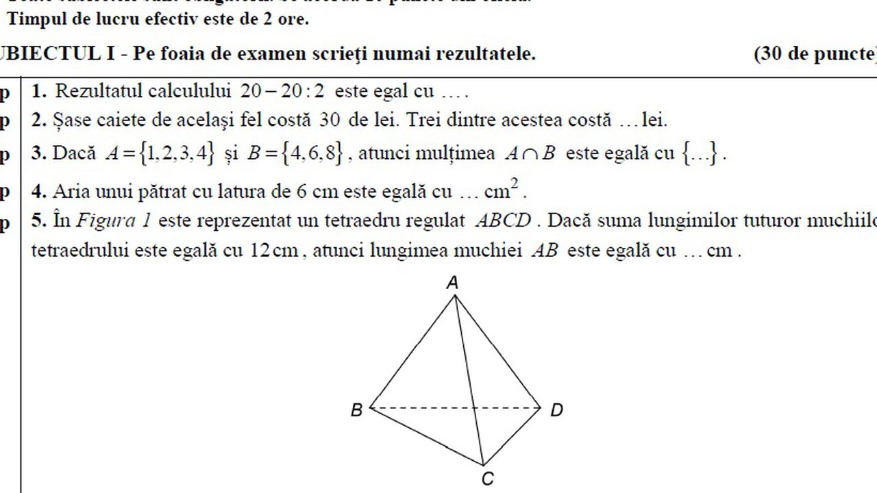 Edu Ro Subiecte MatematicÄƒ Evaluare NaÅ£ionalÄƒ 2017 Bareme MatematicÄƒ Capacitate 2017