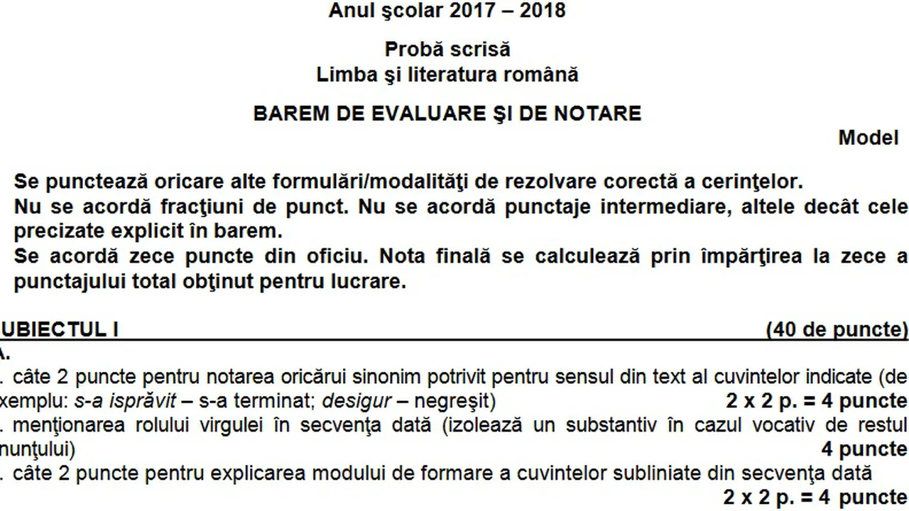 Subiecte RomanÄƒ Evaluare NaÅ£ionalÄƒ 2018 Elevii Pot Incepe PregÄƒtirea Pentru Examenul Din VarÄƒ Vezi Aici Barem
