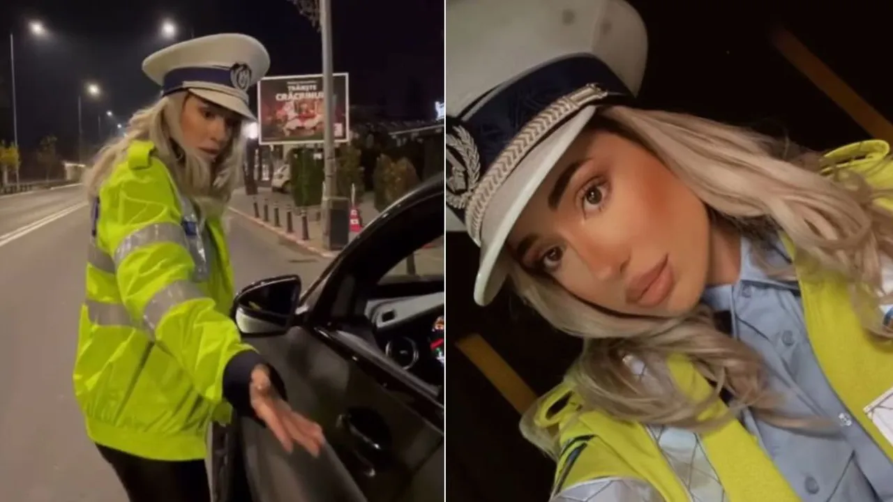 Vedetă de pe Instagram, îmbrăcată în poliţistă! A oprit o mașină în trafic şi s-a ales cu dosar penal VIDEO
