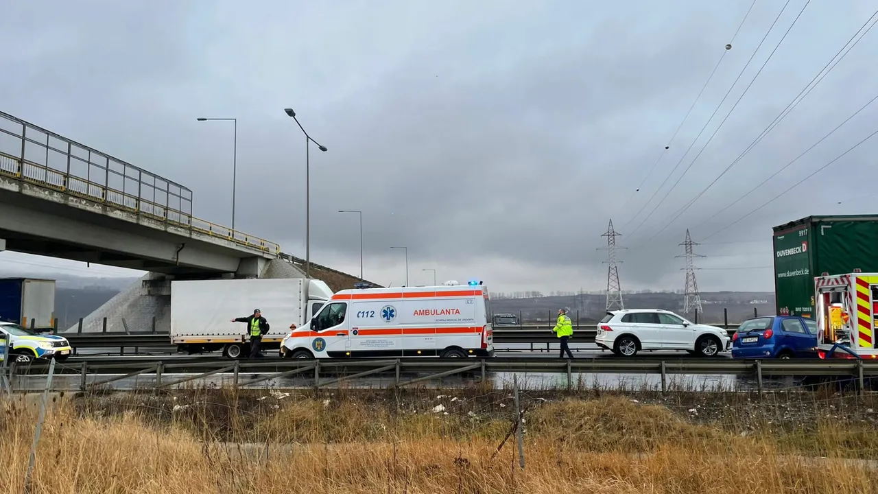 Accident cu trei răniţi pe Autostrada A1. O fetiţă de 7 ani se află printre victime