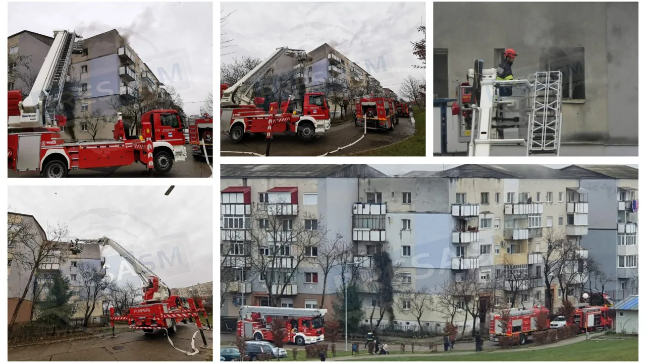 Incendiu într-un bloc din Satu Mare. Un bărbat a murit intoxicat cu fum