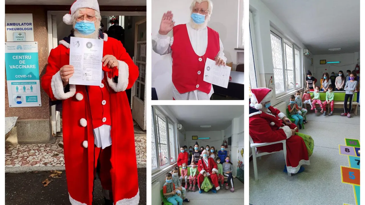 Moş Crăciun s-a vaccinat cu doza booster la Institutul Marius Nasta