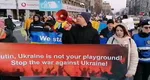 Nou protest în București, împotriva războiului din Ucraina. Manifestanții au scandat ”Putin, criminal!”