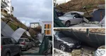 La un pas de tragedie. Un zid s-a prăbușit peste șase mașini în apropierea unei grădinițe din Cluj