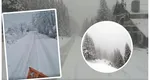 Ninsoare și viscol la munte. Drumuri acoperite de zăpadă în mai multe județe VIDEO