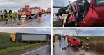 Accident grav în Arad: şoferul a fost proiectat prin parbriz după impactul maşinii cu un TIR