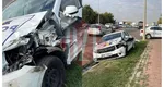 Accident rutier neobişnuit la Iaşi: Două maşini de poliţie s-au ciocnit pentru că n-au păstrat distanţa regulamentară