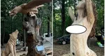 VIDEO Petrecere cu lăutari și proțap pe domeniul de vânătoare al unui senator PNL. Sculpturile-gigant și nudurile, atracția principală