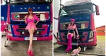 Șoferița Barbie de România se îmbracă în roz și conduce TIR-uri: „Aveam un vecin care mă plimba cu camionul”