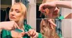 Cristina Cioran s-a filmat în baie, în timp ce se tunde și fredonează o melodie tristă: „Te-am iubit atât de tare, cât de mult am fost în stare”