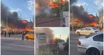 Incendiu violent în Bucureşti la un depozit de cherestea. Suprafaţa afectată este de aproximativ 2.000 mp