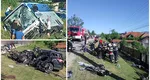 Nenorocire pe șosea în Tomșani, Vâlcea! Un autocar care transporta 51 de elevi s-a ciocnit cu un autoturism. Tânărul de la volan a murit pe loc
