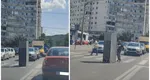 Nu e banc! Un ieșean și-a scos frigiderul la plimbare, chiar dacă nu are picioare, într-o intersecție aglomerată: „Sper că avea ceva rece de băut în el”