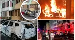 Dosar penal pentru distrugere, după ce o mașină a fost incendiată din răzbunare, în Brașov. Flăcările au afectat mai multe autoturisme și fațada unui bloc