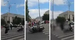 Accident șocant în Piața Victoriei. Polițist pe motocicletă lovește un pieton aflat pe trecere