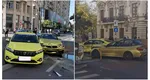 Accident grav în București. Un BMW auriu a fost făcut praf după ce a intrat într-un taxi
